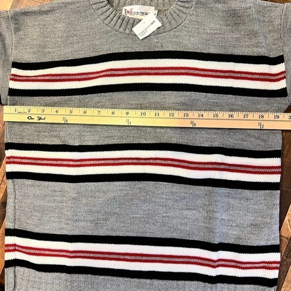 Cotton Emporium Gray Striped Crew Neck Knit Sweater Girls Size L - Picture 8 of 9